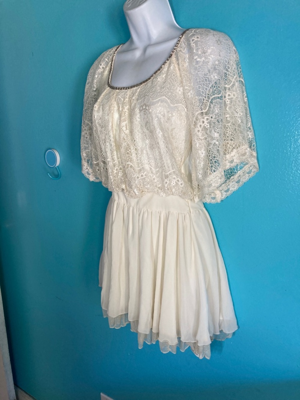 Cecil McBee Dress Size M with Lace and Beaded Scoop Neckline - Japanese Brand